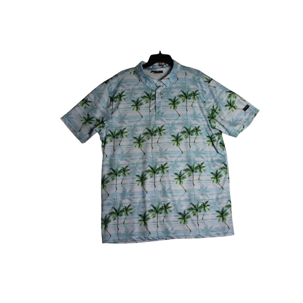 Yatta Golf Short Sleeve Performance Hawaiian Palm Tree Polo Shirt Mens XXL 2XL